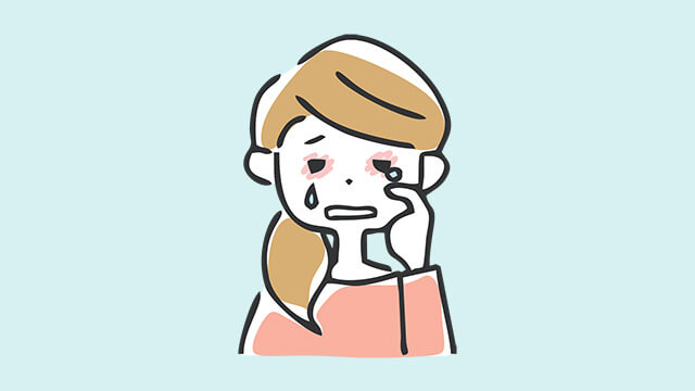 目が腫れて涙を流す女性のイラスト