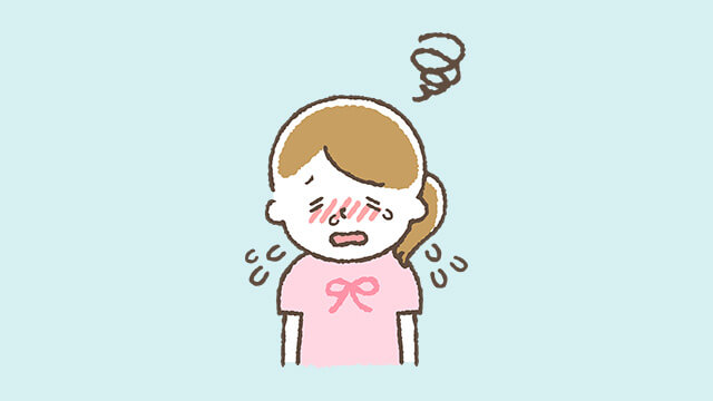 風邪の症状で苦しんでいる女の子のイラスト